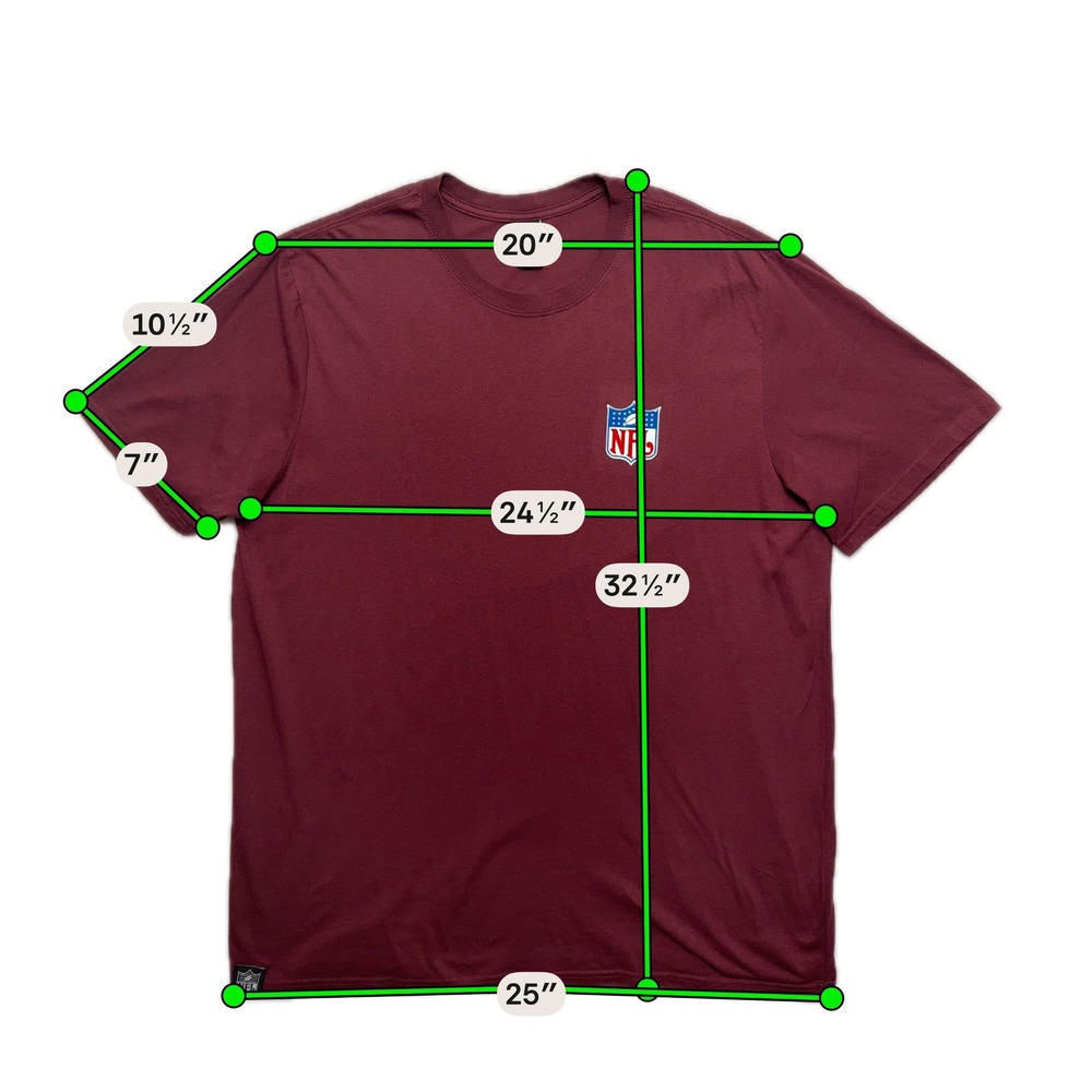 NFL Shield Logo Graphic Tee Mens 2XL Burgundy Football Gameday Shirt Big Tall - Picture 13 of 13